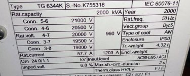 20 KV - 2.000 KVA-690V Seco Siemens